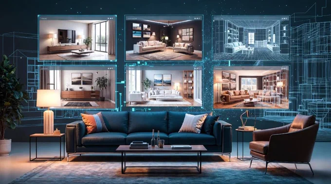 Step into the future of 3D furniture design with this stunning cinematic visualization 🔥
This hyper-realistic 3D rendered modern living room showcases a luxurious teal sofa, elegant brown leather armchair, coffee table, and side tables with incredible material details and lighting.
Floating holographic interfaces display interactive 3D furniture configurators, glowing material swatches, color options, and real-time AR previews. Digital wireframes and futuristic cyan accents represent AI-powered generative design and immersive AR/VR technology.
Created by CGTech Rendering, Texas-based experts in photorealistic 3D furniture rendering, AR 3D modeling, and high-end architectural visualization.
Explore the biggest trends for 2026 in our latest blog:
The Future of 3D Furniture Design: Trends in 3D Modeling and Rendering
👉 https://cgtechrendering.com/future-of-3d-furniture-design/
#3DFurnitureRendering #FutureOf3DFurnitureDesign #AR3DModeling #RealTimeRendering #CGTechRendering