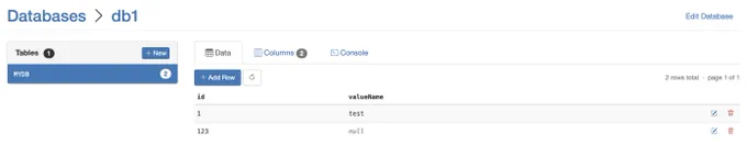 Webhook.site Databases Management UI