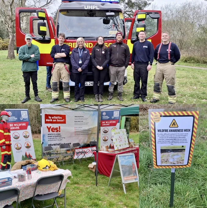 HIWFRS crews and volunteers in front of fire truck, raising awareness of wildfire risks