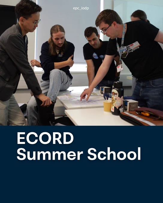 Participants collaborate around a table during an ECORD Summer School workshop.