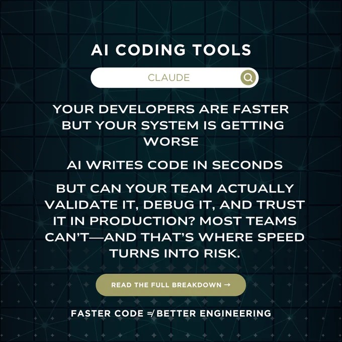 Developers are faster than ever.
Systems are worse than ever.

AI didn’t break engineering.
Lack of validation did.

🔗 https://mjbtech.com/blogs/claude-copilot-cursor-are-these-ai-tools-actually-making-developers-faster

#AI #GenerativeAI #Coding #Developers #SoftwareEngineering #DevOps