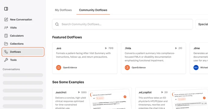 Dotflows in OpenEvidence