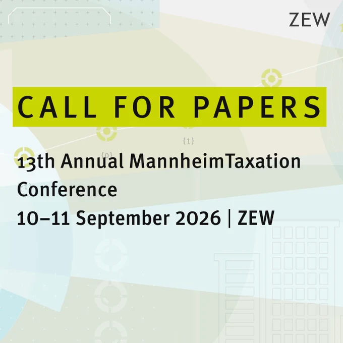 Cover picture Call for Papers Annual MannheimTaxation Conference 2026, 11 and 12 September 2026 in Mannheim.