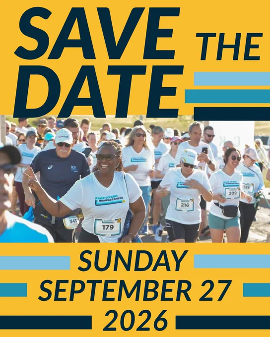 Save the date: Sunday, September 27, 2026, with an image of a crowd of people in race bibs running in the sun