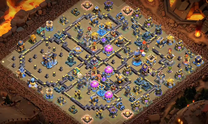 Base 1 : Season 3 Lava Launcher   2x Rage Towers for War Defense (Anti-3 Star) - COC Layouts