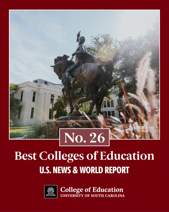 No. 26 Best Colleges of Education, U.S. News and World Report

College of Education logo
Image of Torchbearer statue on a garnet background. 