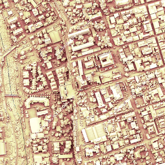 A fragment from the shaded map of Saint-Denis, La Réunion, France.