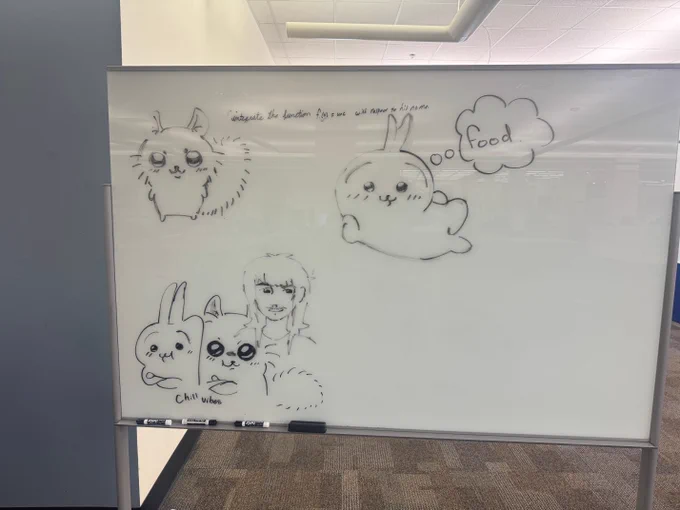 Artwork by a UCO Student of fluffy animals. 