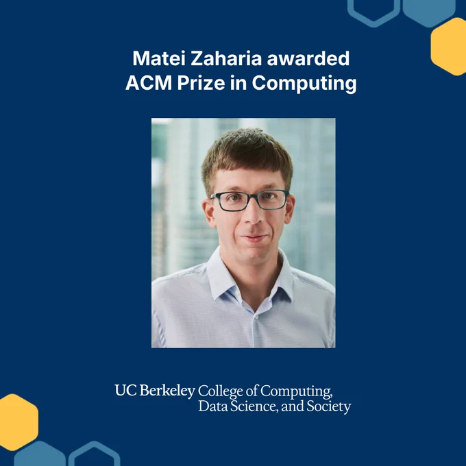 Matei Zaharia; UC Berkeley College of Computing, Data Science, and Society logo.