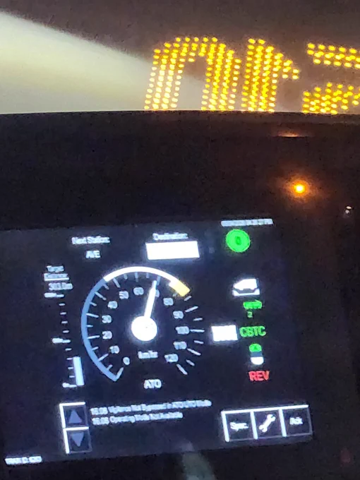 The dashboard of a Eglinton Crosstown LRV with the speed limit set to 80 kmh.
