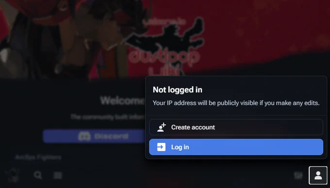 User signup at dustloop