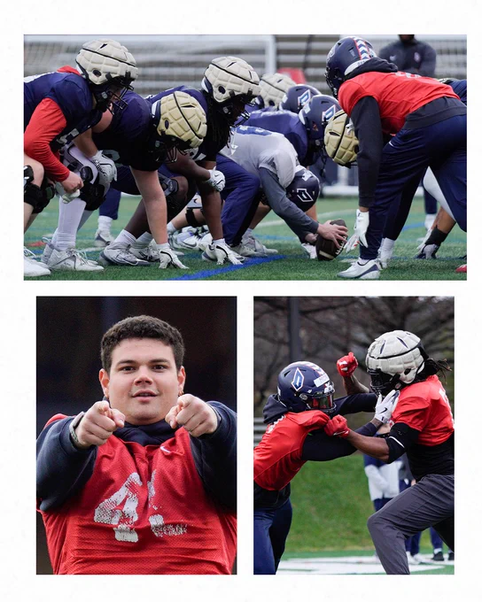 Photo collage from football practice