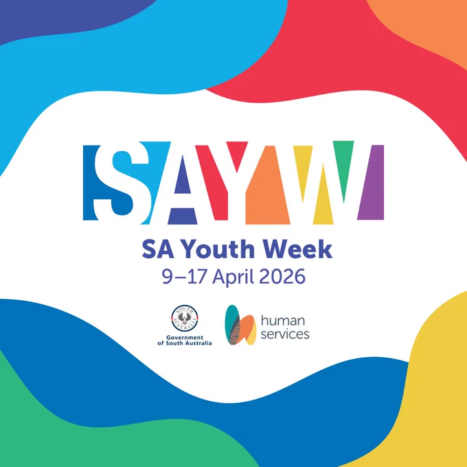Colorful graphic for SA Youth Week, 9 to 17 April 2026. 