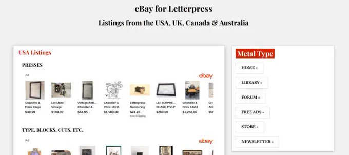 eBay for Letterpress