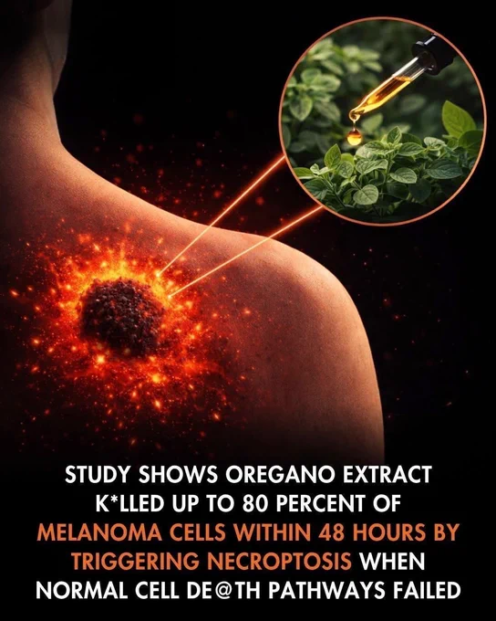 ⚠️ The Hidden “Self-Destruct Switch” in Cancer… Triggered by a Kitchen Herb?

It sounds like something out of a science thriller… but in a lab, researchers made a shocking discovery. A simple extract from oregano didn’t just slow cancer cells — it destroyed nearly 80% of aggressive melanoma cells within 48 hours.

And then it got even more unsettling…
When the cancer cells refused to die the normal way, the extract appeared to force them into an alternate death pathway — a process scientists call necroptosis. Almost like activating a hidden “backup kill switch” the cells couldn’t escape.
Let that sink in…
A common spice, sitting quietly in kitchens around the world, showing the ability to push deadly cells toward self-destruction.

But here’s the truth: this happened in a lab, not in the human body. It’s not a cure — not yet. Still, discoveries like this raise a haunting question…
What other powerful secrets are hiding in plain sight, waiting to be uncovered?