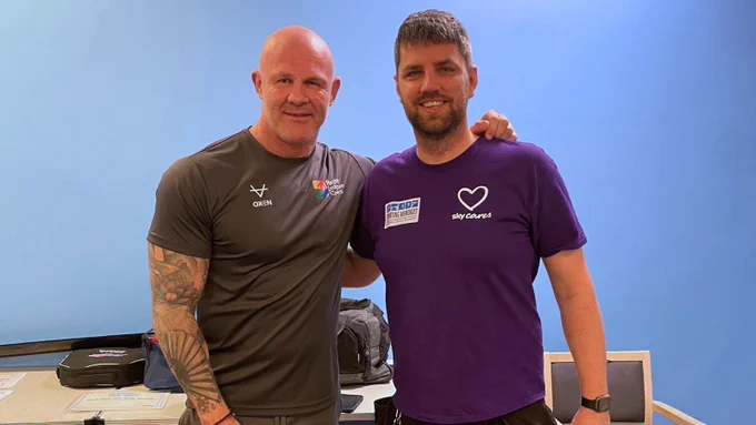 Keith Senior (left) poses for picture with Sky Volunteer Simon Webster