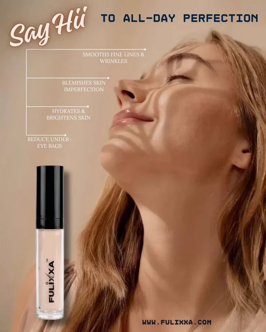 Soft matte concealer ad with glowing skin and Fulixxa product
Newly launched brand in india