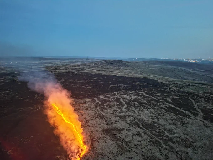 Fire front at dusk