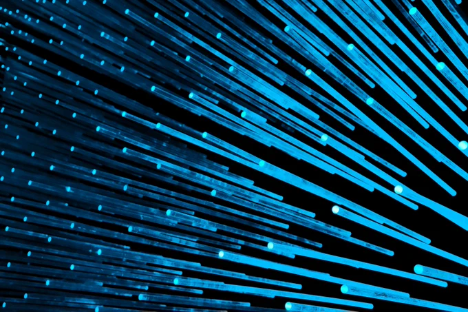 A bunch of blue lines in the air.