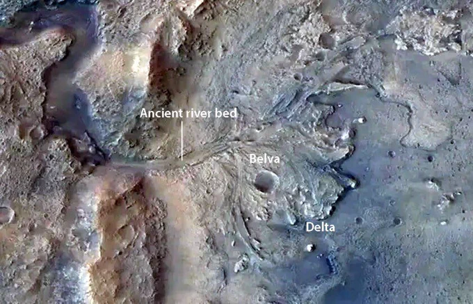 Jezero Crater Ancient River Delta – Perseverance rover imagery showing preserved fluvial deposits.