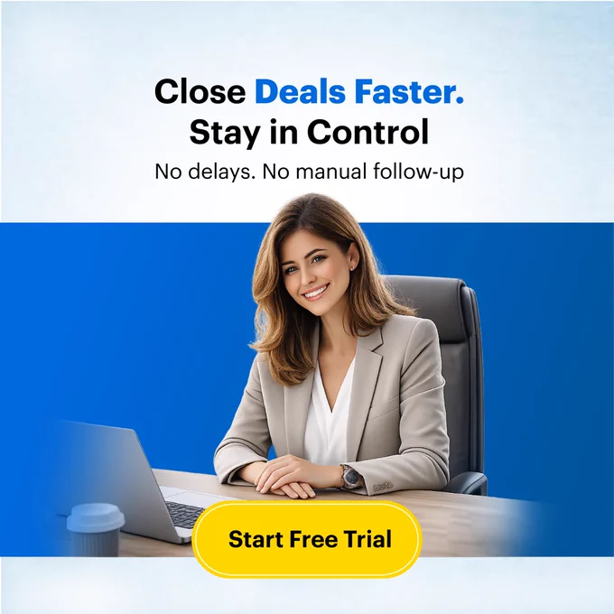 This image shows the message emphasizing faster deal closure and better control using digital signing tools, with a call to action encouraging users to start a free trial.