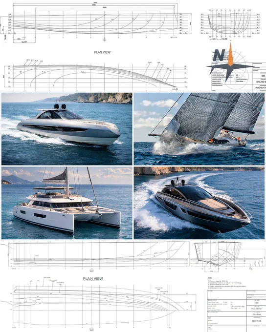 🔶 Understand the overall yacht design process, including its main stages, decisions, and milestones.

🔶 Recognize the principal differences between sailing yachts and motor yachts, and how these differences influence design.

🔶 Understand how a yacht’s geometry and proportions affect its key characteristics, including stability, speed, maneuverability, and seakeeping.

🔶 Understand the role of the yacht’s main geometric components—hull, appendages, and, for sailing yachts, sails and rig—and how they influence overall performance and behavior.

🔶 Relate design objectives and performance requirements to practical design choices for the hull, appendages, and rig.

🔶 Define the main dimensions and key ratios of a yacht based on design requirements and concept specifications.

🔶Make preliminary estimates of critical design parameters, including speed targets, center of gravity position, and minimum stability requirements.

🔶 Develop yacht hull forms.

🔶 Design key appendages, inclu