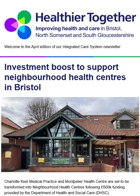 Screenshot of the Healthier Together newsletter