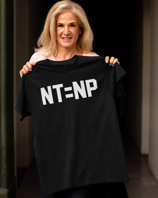 Will Muschamp NT = NP shirt combining football fandom with computer science humor design
