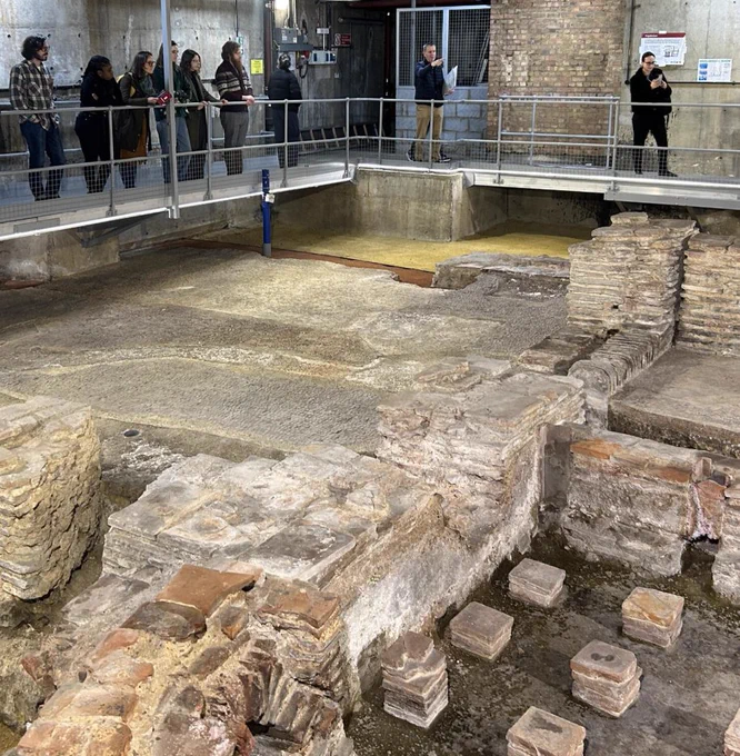 Guided tour of the archeological remains of Billingsgate Roman House and Baths in the City of London