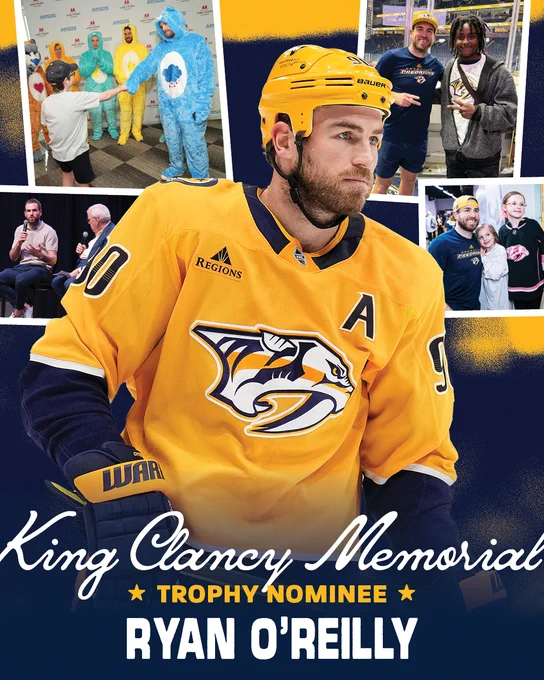 Graphic featuring Ryan O'Reilly for the King Clancy Memorial Trophy nominee 
