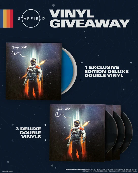 An image showing 1 exclusive edition deluxe double vinyl and 3 deluxe double vinyls, all signed by Inon Zur