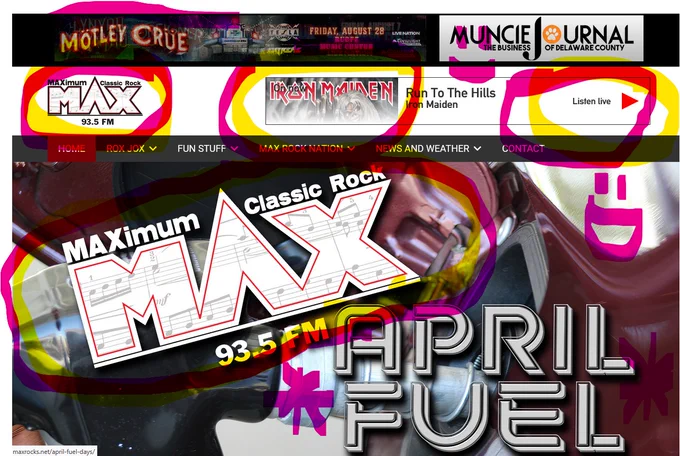 Sean Spence highlighting the MAX website with an actual highlighter. Listen for these highlights Sunday on MAX 93.5 FM from 9am to Noon...
* Jonesboro request for Journey, formerly known as "Golden Gate Rhythm Section"
* MAX Concert Calendar with so many great shows in June
* Angie or Angina? A tasteless Stones old-age parody
This show is artsy with the tunes, Sunday mornings 9am to noon on radio, simulcast and streaming on MAXROCKS.NET AND posted there for 24 hours in the "Replay Any Hour" Podcast menu. How do I erase highlighters from an LCD monitor?
