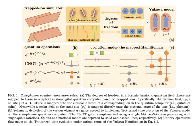 Technical illustration from preprint titled: "Observation of quantum-field-theory dynamics on a spin-phonon quantum computer"