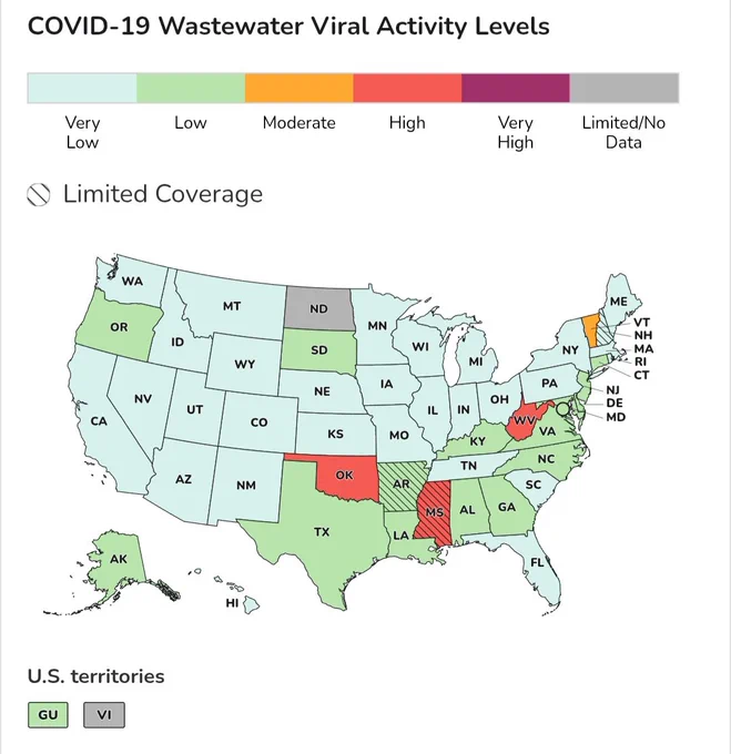 CDC COVlD map in new color scheme