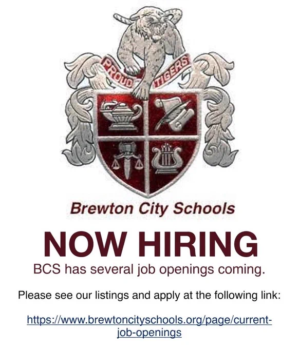 Brewton City Schools has several job openings currently posted and others coming available soon. Please check our website for the listings and to apply.  https://www.brewtoncityschools.org/page/current-job-openings