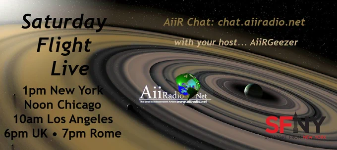 AiiRadio.net Presents: Saturday Flight Live ✈ https://aiiradio.net #AiiR‬ #Twitch
This Saturday, Apr 11th at 1pm New York • 10am L.A. • 6pm UK • 7pm Rome • 8pm Helsinki🕐
We're proud to present excellent new sounds by The Trousers, Joakem and True North!
Also featuring fantastic music from the likes of Losing September, Insania, Neal Schon, After Lapse, Controller, Stormborn, Beyond Awareness, Electron, Magnum, Elukas, Breforth, Born & Raised, Crossfire, Rage, Nukem, Ring Of Fire, The New Mutiny, Madhouse (Hamburg 🇩🇪), Last In Line, Black Oxygen, Headsic, Nevergreen, Sweet Oblivion feat. Geoff Tate, Stage of Reality, Magic Kingdom, Unprocessed, One Desire, Girish And The Chronicles, Two Nails In A Coffin, Lazarus Dream, Blinddryve, Ian Voltage, Significant Point and more extraordinary independent artists from around the globe!🌏
We hope you enjoy the flight!✈
Listen: https://aiiradio.net
Join the bedlam and chaos that is the #Chatzone: https://chat.aiiradio.net/
https://www.time.is/