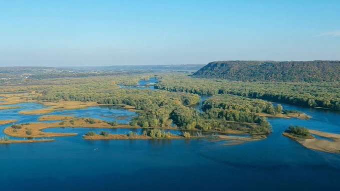an aerial view of the mississippi floodplain in the region