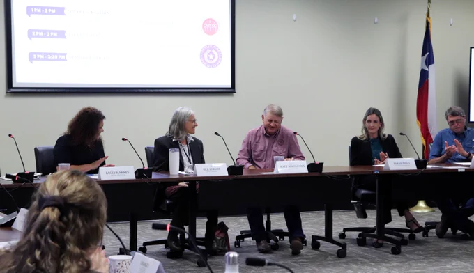 Speakers for the CAPCOG TxCDBG Regional Outreach and Community Development Forum talk about projects that been funded through TxCDBG funds during the meeting on April 9, 2026.