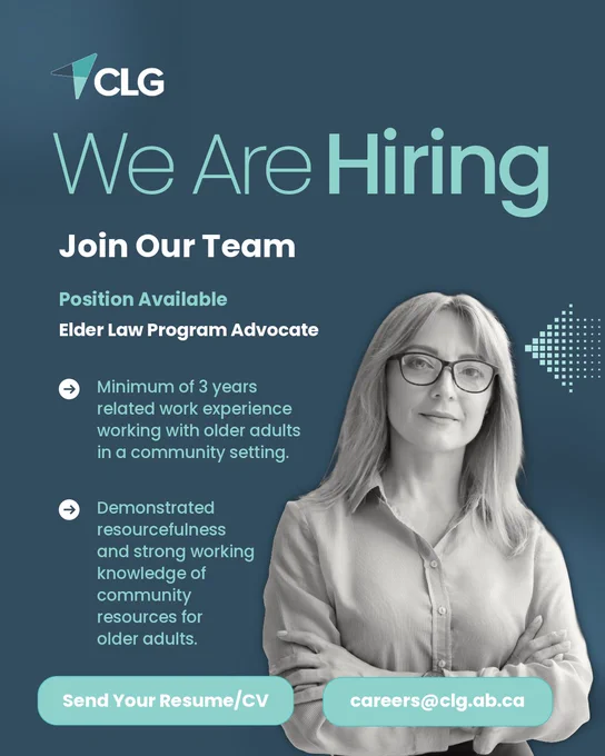 CLG Logo 

We are Hiring

Join our team

Position Available
Elder Law Program Advocate

Minimum of 3 years related work experience working with older adults in a community setting.

Demonstrated resourcefulness and strong working knowledge of community resources for 
older adults.