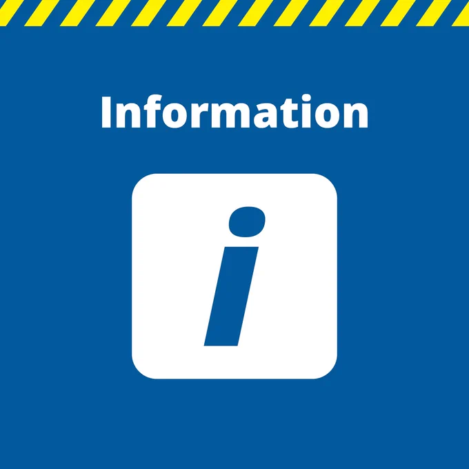 Blue background with a white information icon and the word 'Information' above it in bold letters.