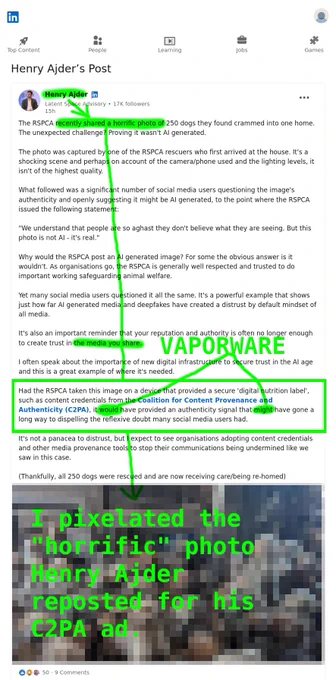 The story being told that people doubted the image because "AI has eroded trust" is a convenient narrative and does not change the fact that the metadata is authentic and externally verifiable.