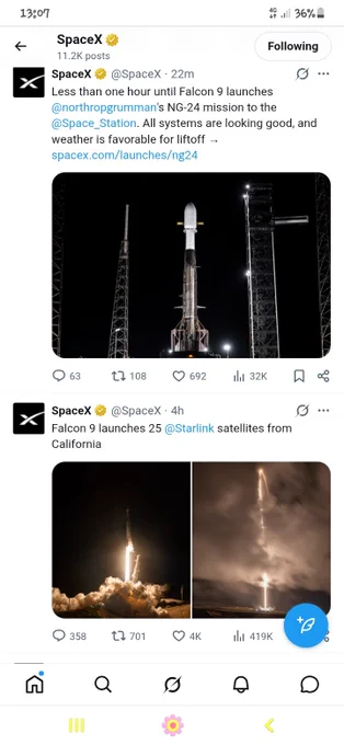 SpaceX@SpaceX  provides awesome images and updates of all missions.