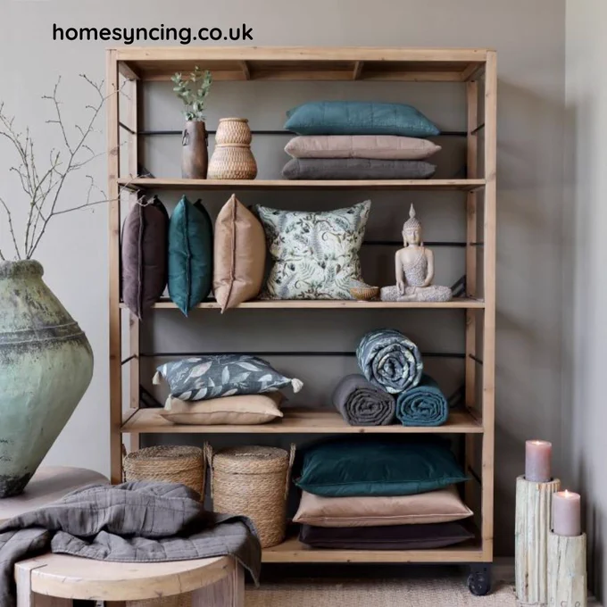 homesyncing.co.uk
Snowdon Wide Shelving Unit on Wheels
Dressed with Chic Cushions and throws.