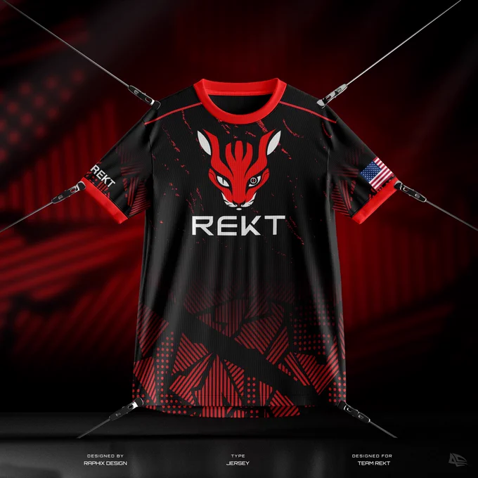 VR Apparel, Esports Jersey, Team REKT, Sublimation, 3D Mockup, Raphix Design.