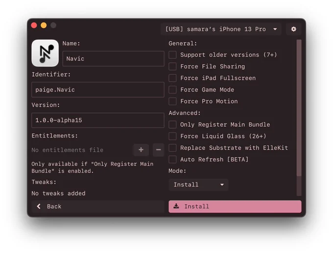 Impactor

Open-source, cross-platform, and feature rich iOS sideloading application. Supporting macOS, Linux1, and Windows

https://github.com/CLARATION/Impactor
