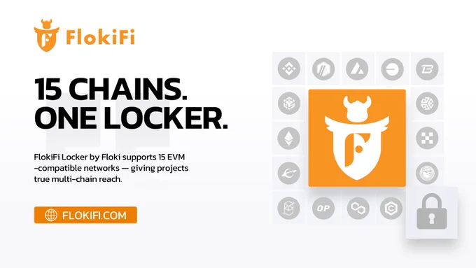 FlokiFi Locker by Floki supports 15 EVM-compatible networks - giving true multi-chain reach.