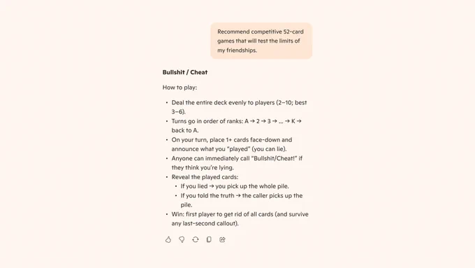 Minimal card showing rules for Egyptian Rat Screw, including gameplay steps and slap mechanics.