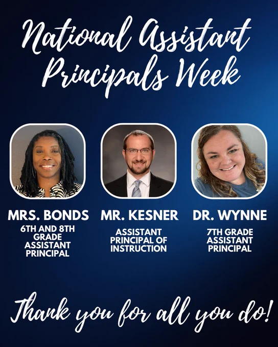 photos of three assistant principals being recognized for national assistant principals week 