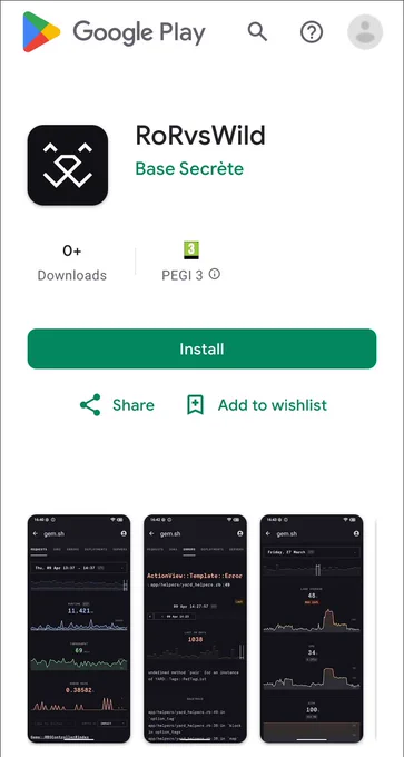 RoRvsWild Android App in Google Play Store