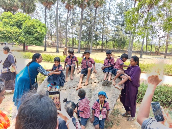Children with Special Needs (ECSE Unit) along with their parents visited India's cultural heritage site Tiger Cave, Mahabalipuram, during the exposure visit 2026.